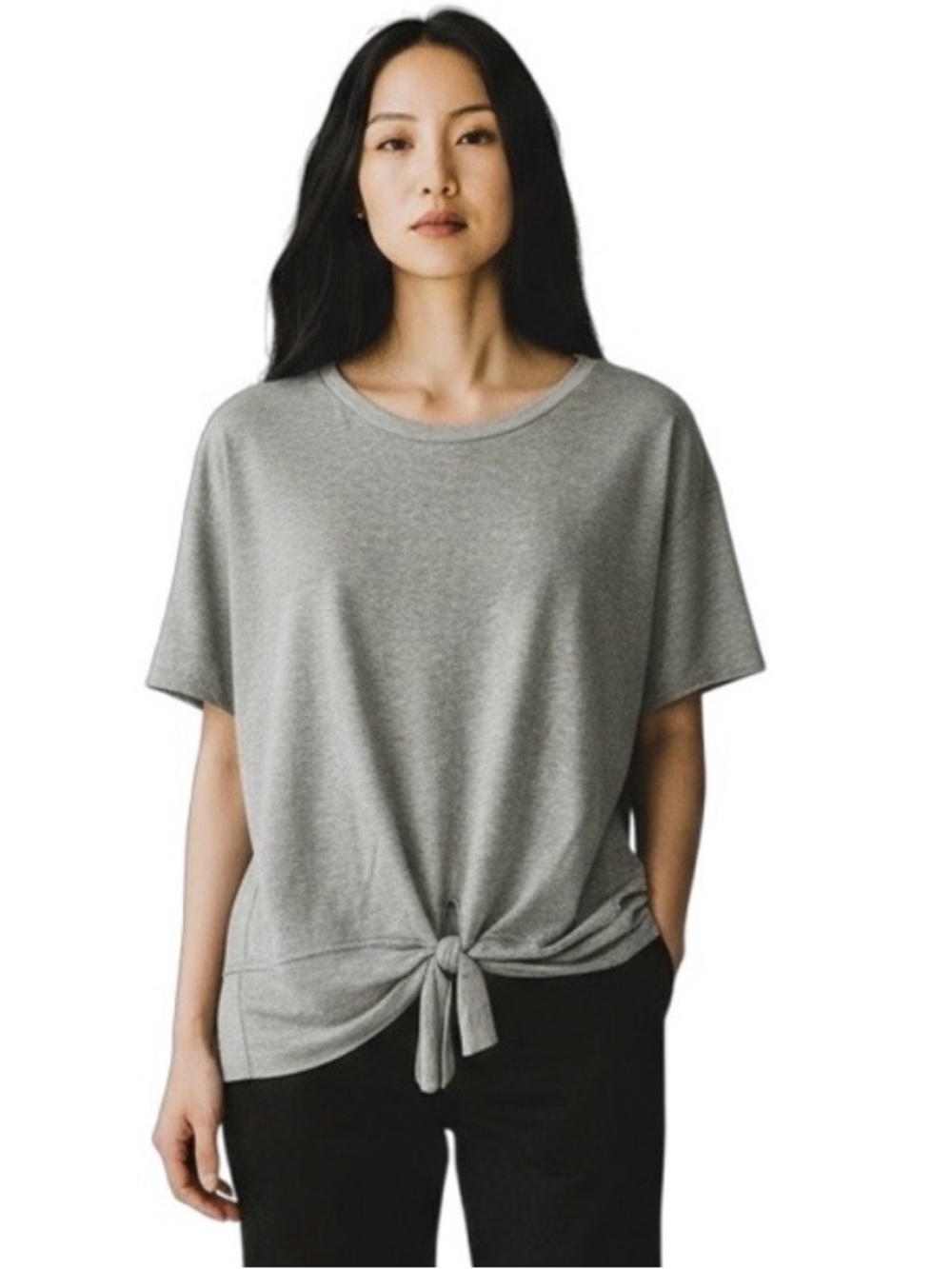 Dolan T-Shirt Gray Tie Front Tunic Top with 3/4 Sleeves size Medium